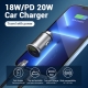 Автомобільний зарядний пристрій Vention Two-Port USB A+C(18/20) Car Charger Gray Mini Style Aluminium Alloy Type (FFBH0)