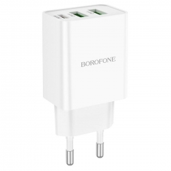 Мережевий зарядний пристрій BOROFONE BA70A Quick three-port PD20W (1C2A) charger White