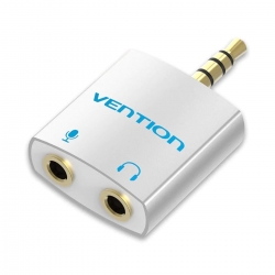 Адаптер Vention 4 Pole 3.5mm Male to 2*3.5mm Female Audio Adapter Silvery Metal Type (BDBW0)