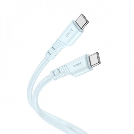 Кабель HOCO X97 Crystal color 60W silicone charging data cable Type-C to Type-C light blue