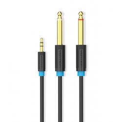Кабель Vention 3.5mm TRS Male to Dual 6.35mm Male Audio Cable 2M Black (BACBH)