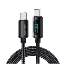 Кабель Essager Enjoy LED Digital Display USB Charging Cable Type C to Type C 100W 1m black (EXCTT1-XY01-P)