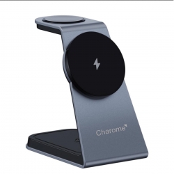 Бездротовий зарядний пристрій CHAROME H14 3-in-1 Wireless Charging Stand Silver
