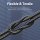 Кабель Vention Cotton Braided 3.5mm Male to Male Right Angle Audio Cable 2M Black Aluminum Alloy Type (BAZBH)