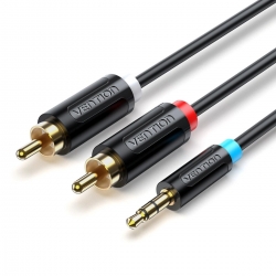 Кабель Vention 3.5MM Male to 2-Male RCA Adapter Cable 2M Black (BCLBH)