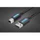 Кабель Vention для принтера USB 2.0 A Male to B Male Cable 0.5M Black PVC Type (COQBD)