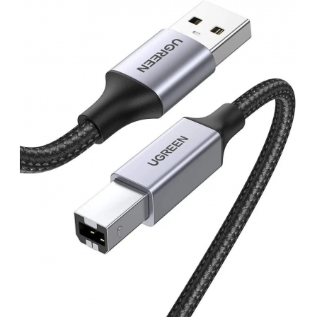 Кабель UGREEN US369 USB-A Male to USB-B 2.0 Printer Cable Alu Case with Braid 2m  (Black)(UGR-80803)