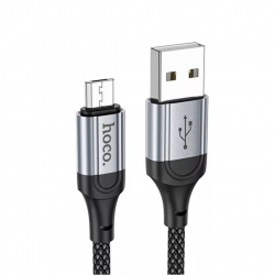 Кабель HOCO X102 USB to Micro 2.4A, 1m, nylon, aluminum connectors, Black