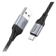 Кабель HOCO X102 USB to Micro 2.4A, 1m, nylon, aluminum connectors, Black