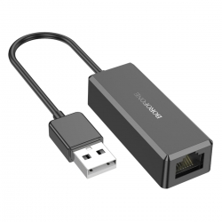 Кабель-перехiдник BOROFONE DH7 Ricco USB ethernet adapter(100 Mbps) Black