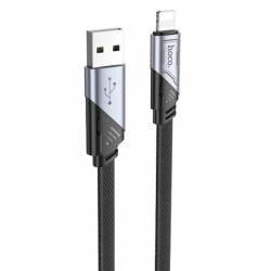 Кабель HOCO U119 USB to iP 2.4A, 1.2m, nylon, aluminum connectors, Black