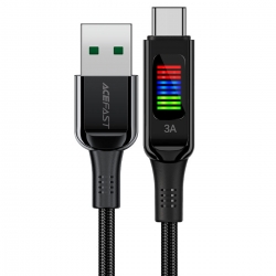Кабель ACEFAST C7-04 USB to Type-C 3A, 1.2m, nylon, zinc connectors, LED, Black