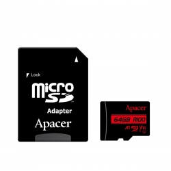 microSDXC (UHS-1) Apacer 64Gb class 10 V10 A1 R100MB/s (adapter SD)