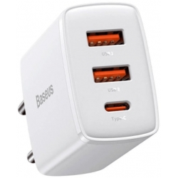 Мережевий зарядний пристрій Baseus Compact 2xUSB+USB-C 30W White (CCXJ-E02) 
