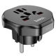 Мережевий зарядний пристрій HOCO AC6 Unimpeded universal conversion plug Black