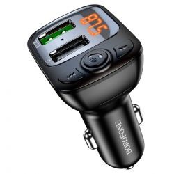 АЗП з FM-модулятором BOROFONE BC41 Eminency QC3.0 Car BT FM transmitter 18W Black 8525500090