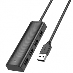 USB-HUB хаб 4-в-1 HOCO HB41 |USB to USB2.0*4/0.2M| Чорний