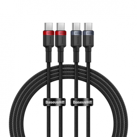 Кабель Baseus Cafule Charging Cable USB-C to USB-C 100W 1m 2pcs Red Black+Grey Black