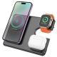 Бездротовий зарядний пристрій HOCO CQ1 Geek folding 3-in-1 magnetic wireless fast charger(for iWatch) Black