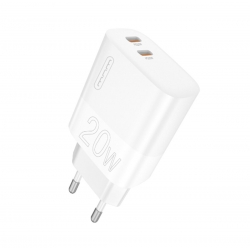 Зарядний пристрій WUW-C193 PD20W+PD20W Charger USB C + USB C white