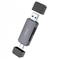 Кардрідер HOCO HB45 Spirit 2-in-1 USB/Type-C 3.0 card reader Metal gray