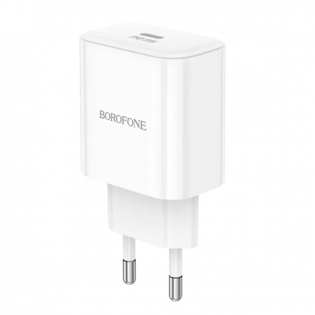 Мережевий зарядний пристрій BOROFONE BA81A single port PD20W charger(EU) White