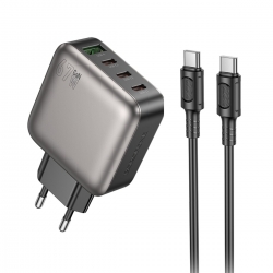 Мережевий зарядний пристрій BOROFONE BAS57A Absolute PD67W(3C1A) charger set(C to C)(EU) Black