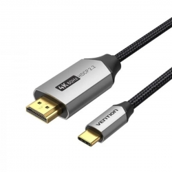 Кабель Vention Cotton Braided USB-C to HDMI Cable 1.5M Black Aluminum Alloy Type