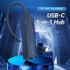 Хаб Vention USB-C to USB 2.0*3/RJ45/Micro-B HUB 0.15M Black ABS Type