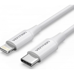 USB 2.0 Type-C Male to Lightning Male 3A Cable 1M White PVC Type