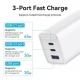 Зарядний пристрій Vention 3-port USB(C+C+A) GaN Charger(65W/30W/30W) EU-Plug White