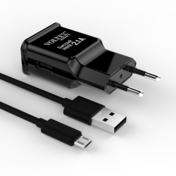 Мережевий зарядний пристрій Voltex USB 2A Black з кабелем microUSB