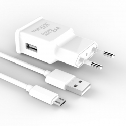 Мережевий зарядний пристрій Voltex USB 2A White з кабелем microUSB