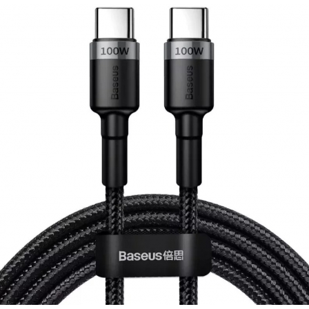 Кабель USB Type-C Baseus Cafule Flash Charging Cable for Type-C 100W 1m Gray/Black (CATKLF-SCG1)