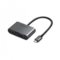 Хаб UGREEN USB-C to HDMI + VGA +USB 3.0 Adapter with PD (Space Gray)