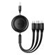 Кабель Baseus Bright Mirror 2 Series Retractable 3-in-1 Fast Charging  Data Cable USB to M+L+C 3.5A 1.1m Black