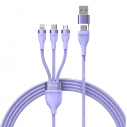 Кабель Baseus Flash Series Ⅱ Two-for-three Charging Cable U+C to M+L+C 100W 1.2m Purple