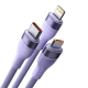 Кабель Baseus Flash Series Ⅱ Two-for-three Charging Cable U+C to M+L+C 100W 1.2m Purple