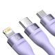 Кабель Baseus Flash Series Ⅱ Two-for-three Charging Cable U+C to M+L+C 100W 1.2m Purple