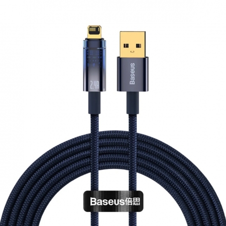 Кабель Baseus Explorer Series Auto Power-Off Fast Charging Data Cable USB to IP 2.4A 2m Blue