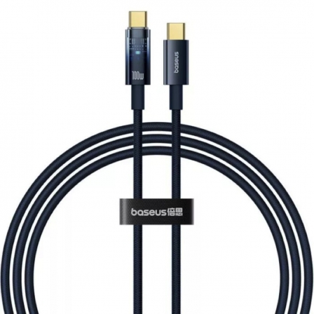 Кабель Baseus Explorer Charging Cable USB-C to USB-C 100W with Auto Shutdown  1m Deepsea Blue