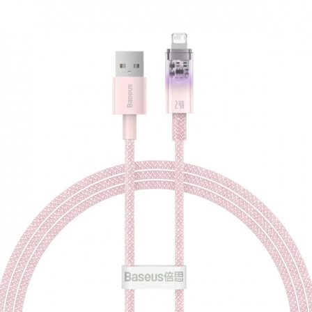 Кабель Baseus Explorer Series Fast Charging Cable with Smart Temperature Control USB to iP 2.4A 1m Pink