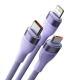 Кабель Baseus Flash Series Ⅱ One-for-three Fast Charging Data Cable USB to M+L+C 66W 1.2m Purple