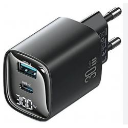 Зарядний пристрій Usams CC229 30W GaN 1USB A 1 Type-C Display Fast Charger black