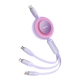 Кабель Baseus Bright Mirror 2 Series Retractable 3-in-1 Fast Charging  Data Cable Type-C to M+L+C 100W 1.1m Purple