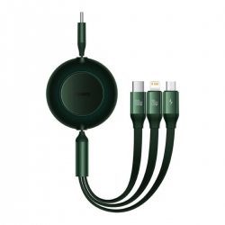 Кабель Baseus Bright Mirror 2 Series Retractable 3-in-1 Fast Charging  Data Cable Type-C to M+L+C 100W 1.1m Green