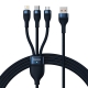 Кабель Baseus Flash Series Ⅱ One-for-three Fast Charging Data Cable USB to M+L+C 66W 1.2m Blue