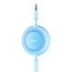 Кабель Baseus Bright Mirror 2 Series Retractable 3-in-1 Fast Charging  Data Cable USB to M+L+C 3.5A 1.1m Sky Blue