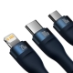 Кабель Baseus Flash Series Ⅱ Two-for-three Charging Cable U+C to M+L+C 100W 1.2m Blue