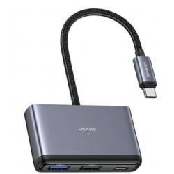 USB HUB Usams US-SJ627 4in1 Multifunctional Type-C HUB dark grey Type-C*1+USB3.0*1+USB 2.0*2
